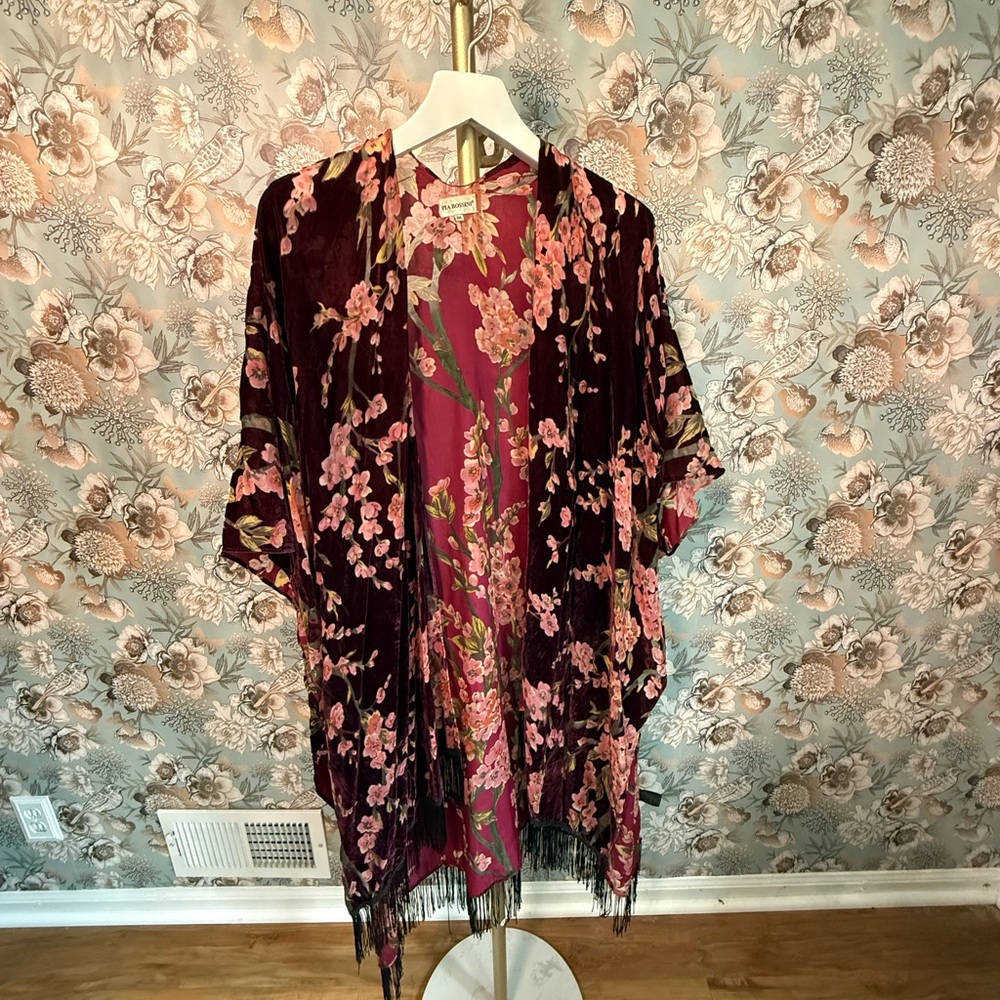 Floral Kimono with Fringe